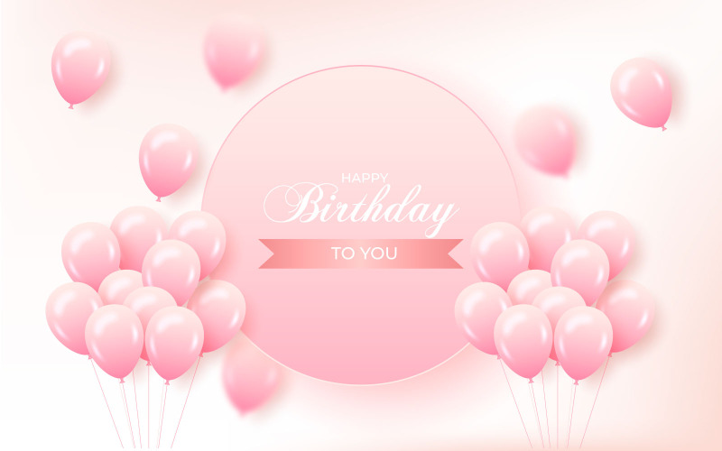 Geburtstagsgruß-Vektorschablonendesign. Alles Gute zum Geburtstag Text und rosa Ballonkonzept
