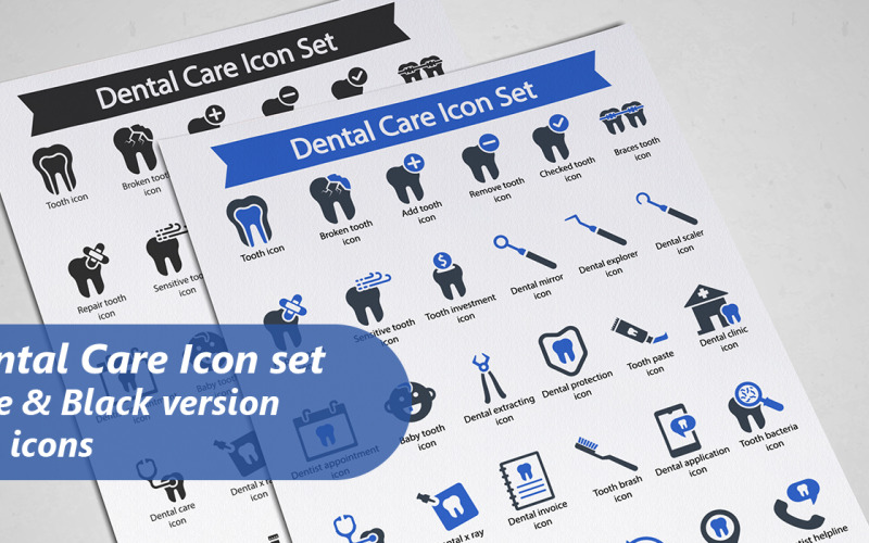 Plantilla de conjunto de iconos de cuidado dental