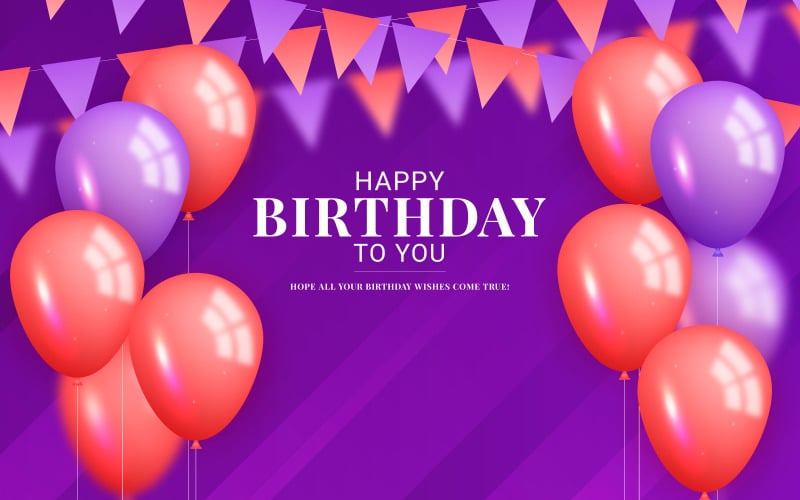 Feliz aniversário parabéns design de banner com balões e férias de festa