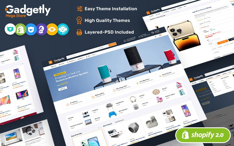 Gadgetly - Electronics & Gadgets Marketplace Store för Shopify OS 2.0 Theme