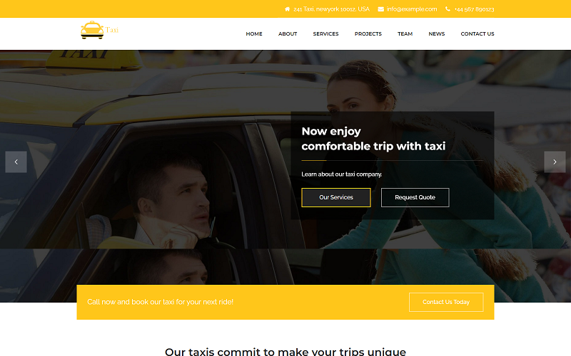 Modelos Html de desembarque de serviços de táxi on-line