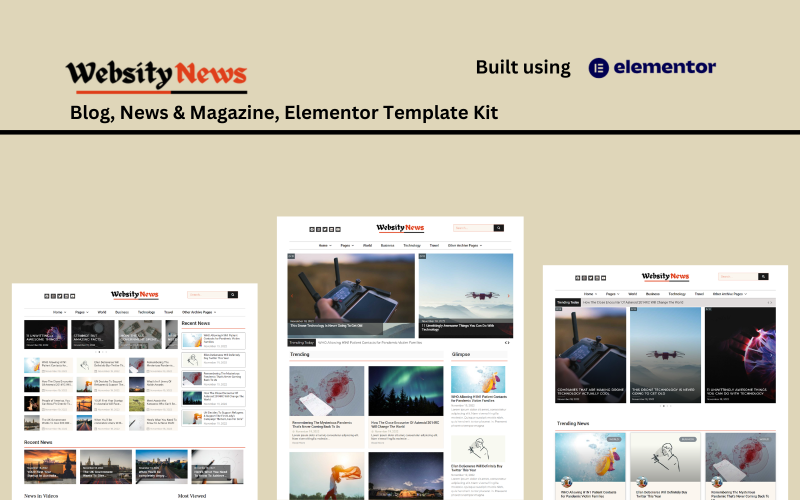 Websity News Blog and Magazine Elementor Template Kit