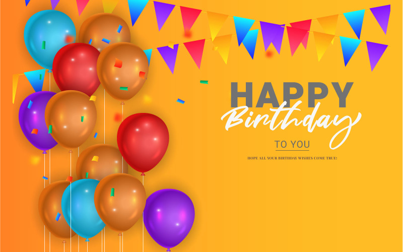 Birthday Congratulations Template Design With Colorful Balloons Birthdays