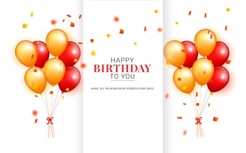 Design de modelo de parabéns de aniversário com conceito de fundo de aniversário de balão colorido