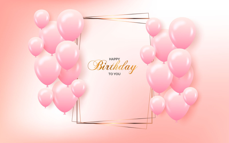 Design de modelo de parabéns de aniversário com designs de plano de fundo de aniversário de balão