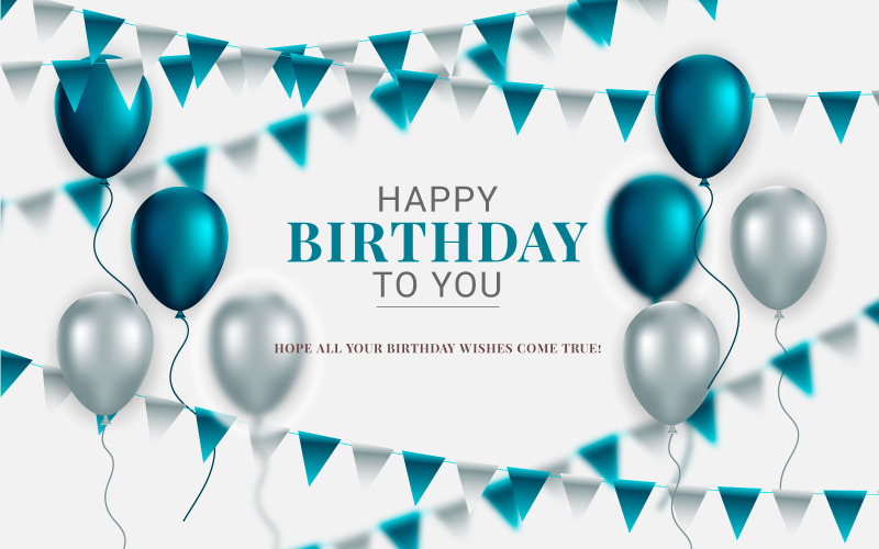 Design de modelo de parabéns de aniversário com fundo de aniversário de balão colorido