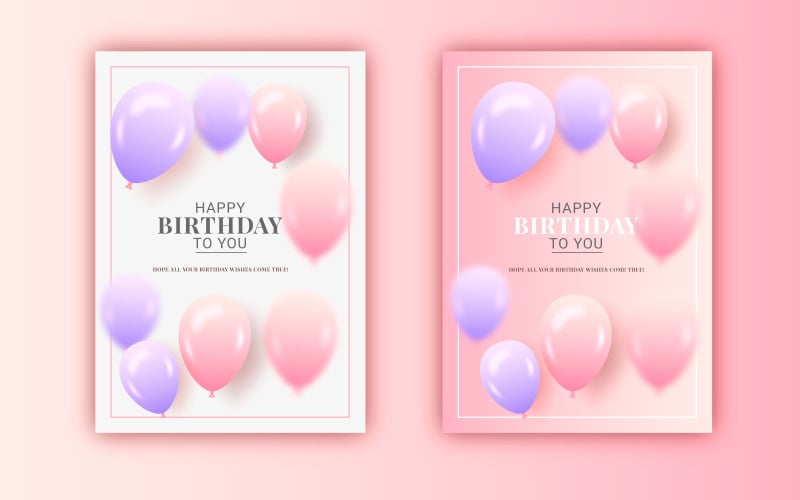 Design de modelo de parabéns de feliz aniversário com balão colorido