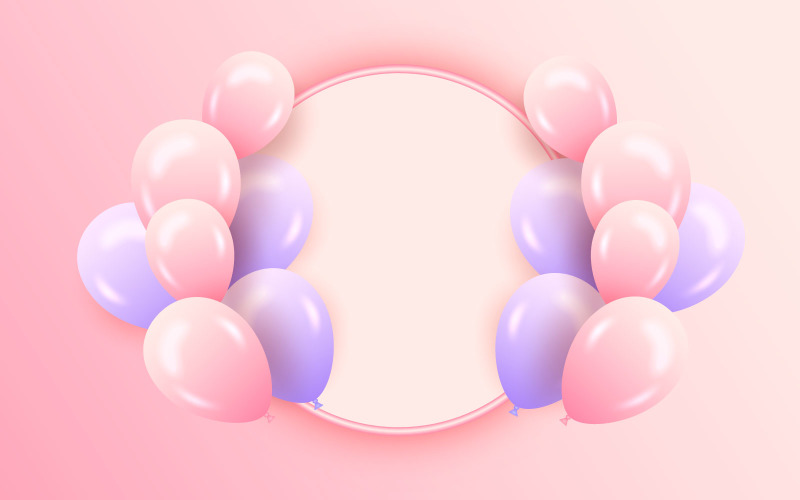 Design de modelo de parabéns de feliz aniversário com balões coloridos