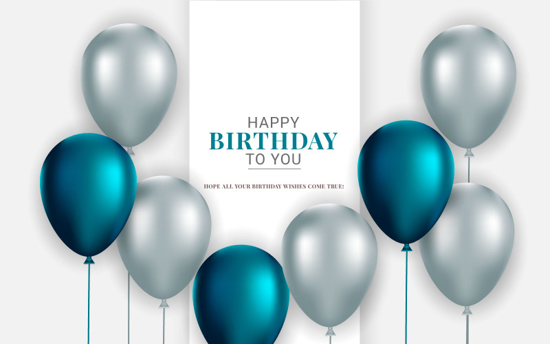 Design de modelo de parabéns de feliz aniversário com fundo de aniversário de balão colorido