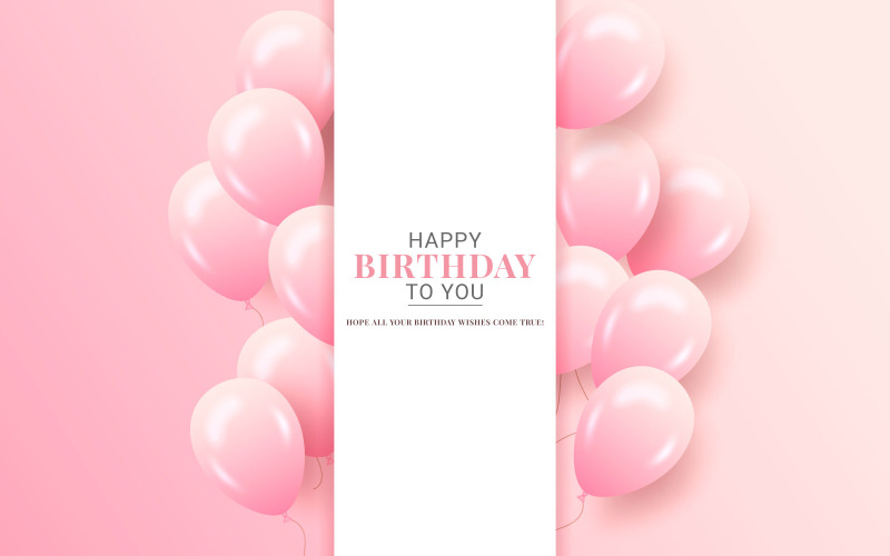 Diseño de plantilla de felicitaciones de cumpleaños con estilo de fondo de cumpleaños de globo