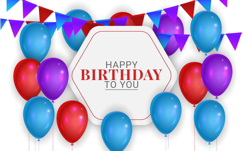 Дизайн банера з привітаннями з днем народження з барвистим фоном дня народження повітряної кулі
