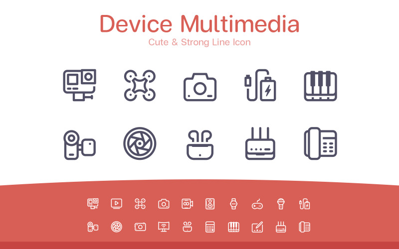 Icono de dispositivo y línea multimedia