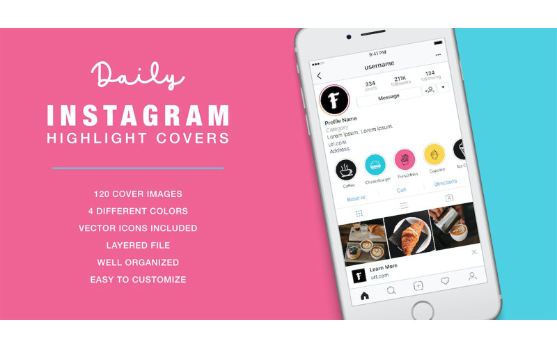 Daily instagram highlight cover solid color template