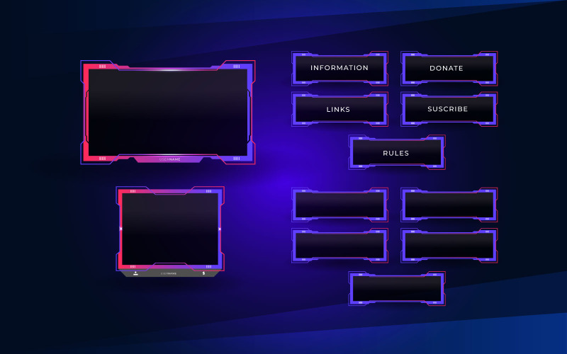Conception de package de superposition de flux Twitch, y compris la superposition de facecam, le panneau de contraction