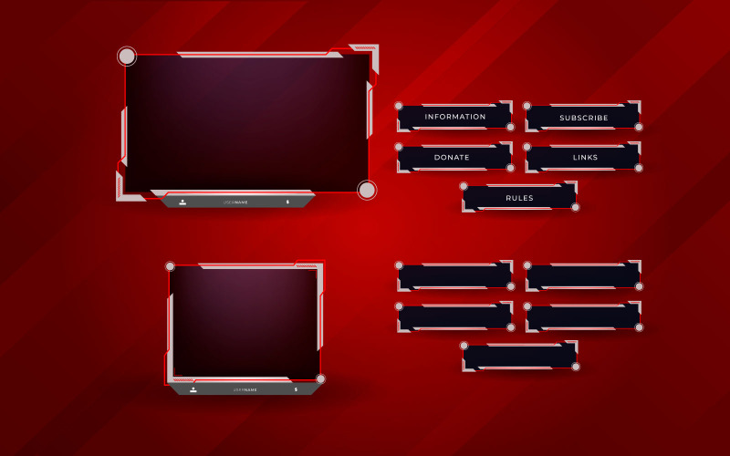 Projekt pakietu nakładek strumienia Twitcha, w tym nakładki na twarz, offline, uruchamianie, panele drgań