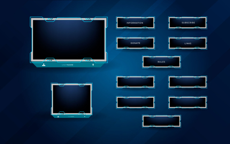 Twitch-Stream-Overlay-Paket einschließlich Facecam-Overlay, Offline, Design und Twitch-Panel