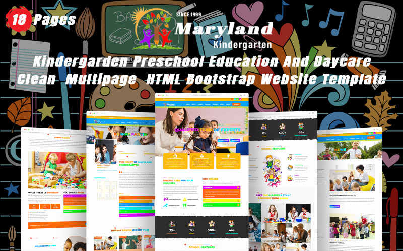 Maryland Kleuterschool Voorschools Onderwijs En Kinderdagverblijf HTML Bootstrap-websitesjabloon met meerdere pagina's