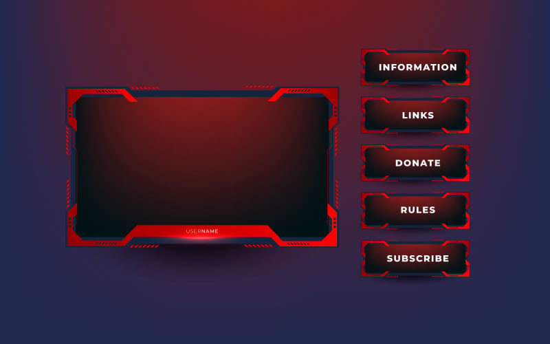 Streaming screen panel overlay design template theme. Live video vector concept