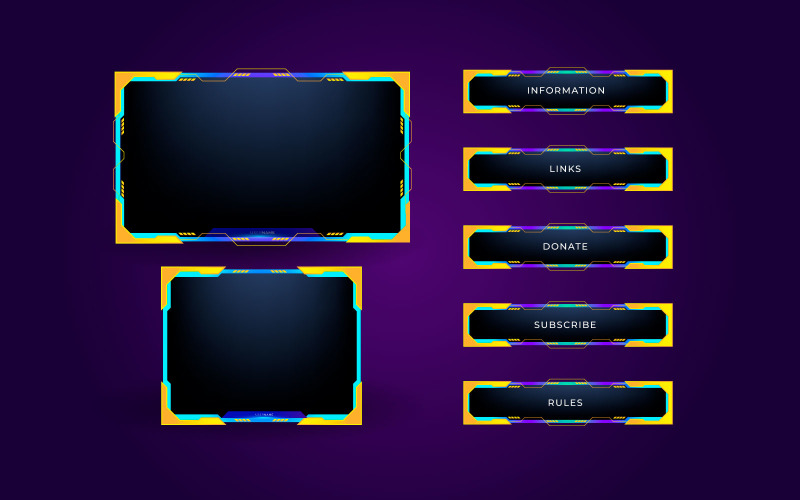 Streaming-Screen-Panel-Overlay-Designvorlagen-Themenvektor