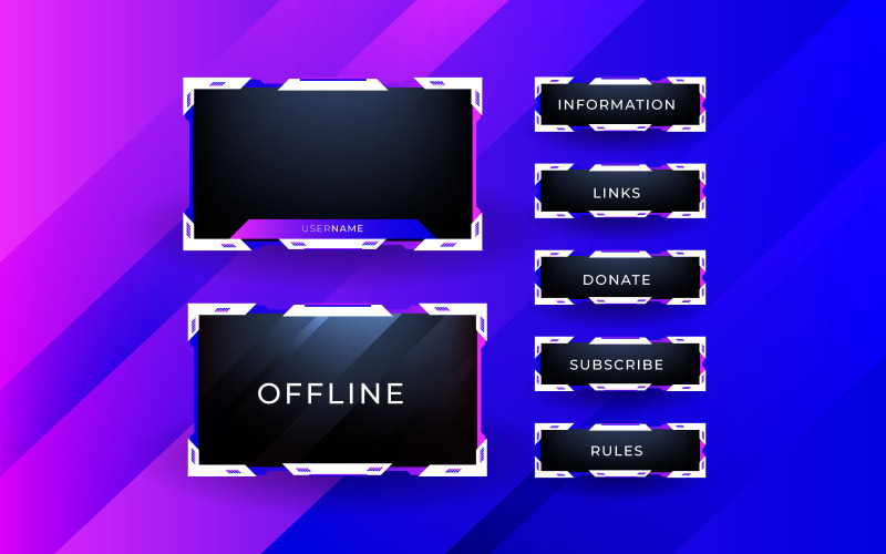 Tema de modelo de design de sobreposição de painel de tela de transmissão ao vivo. vetor de vídeo ao vivo