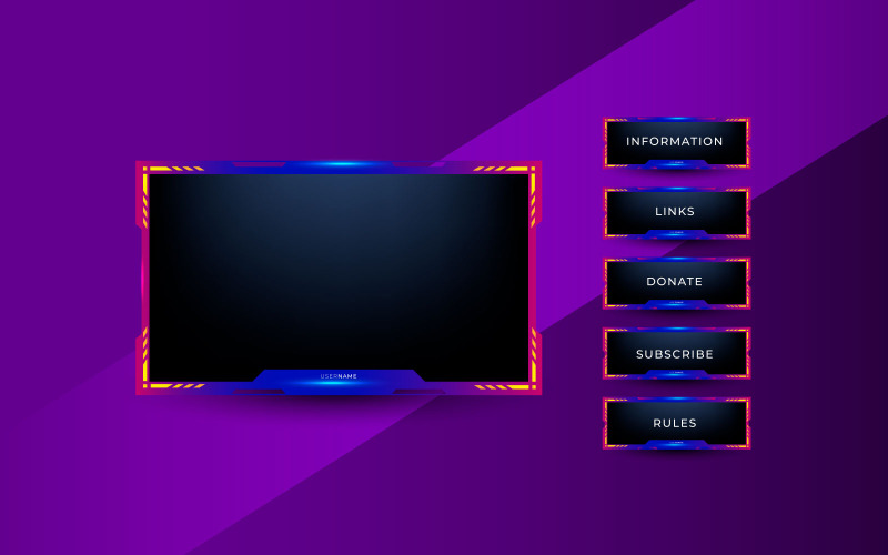 Tema de plantilla de diseño de superposición de panel de pantalla de transmisión en vivo. Video en vivo