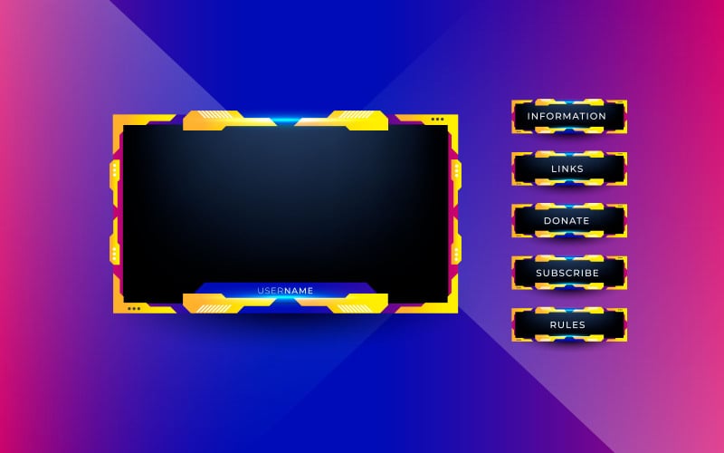 Тема шаблона дизайна наложения экранной панели Live Streaming. Живая панель