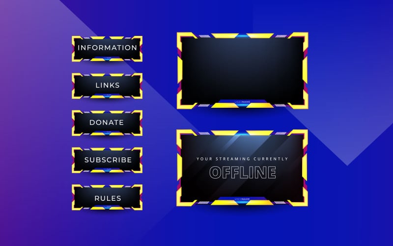 Thema der Overlay-Designvorlage für das Streaming-Bildschirmfeld. Live-Video, Online-Stream live