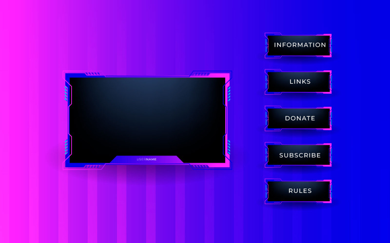 Thema der Overlay-Designvorlage für das Streaming-Bildschirmfeld. Live-Video-Strimmen