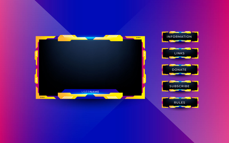 Thème de modèle de conception de superposition de panneau d'écran de streaming en direct. Panneau en direct