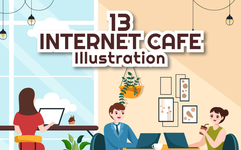 13 Ilustração de cibercafé