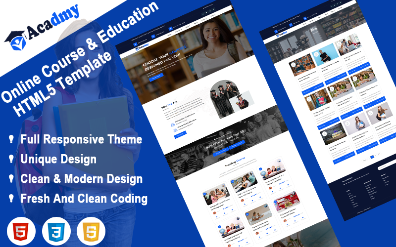 Academie - HTML5-sjabloon voor online cursus en onderwijs