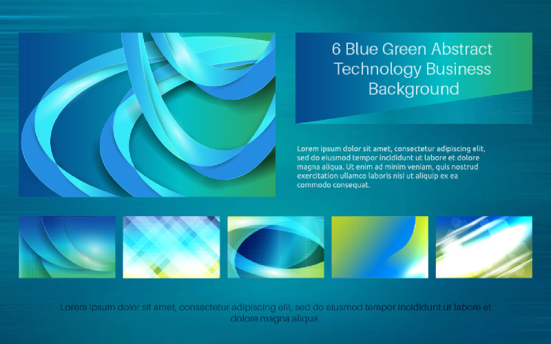 6 Blau-Grün-abstrakter Technologie-Geschäfts-Hintergrund