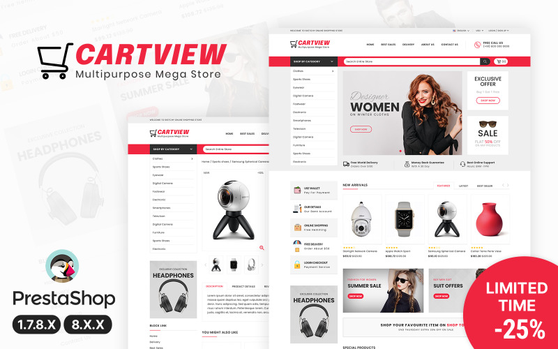 Cartview - Többcélú elektronikai PrestaShop téma