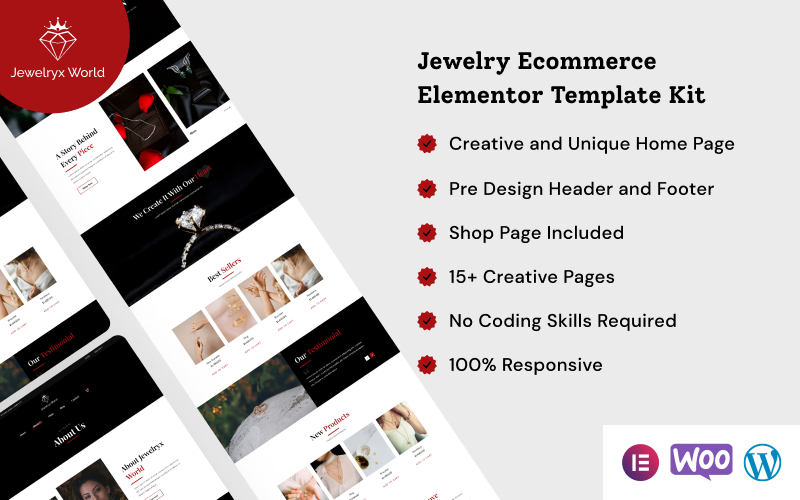Jewelryx – комплект шаблонів для електронної комерції ювелірних виробів Elementor
