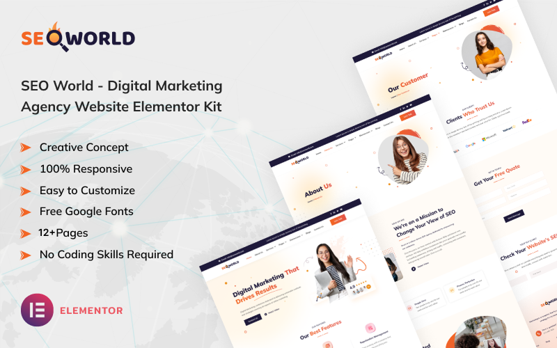 SEO World - Digital Marketing Agency Website Elementor Kit