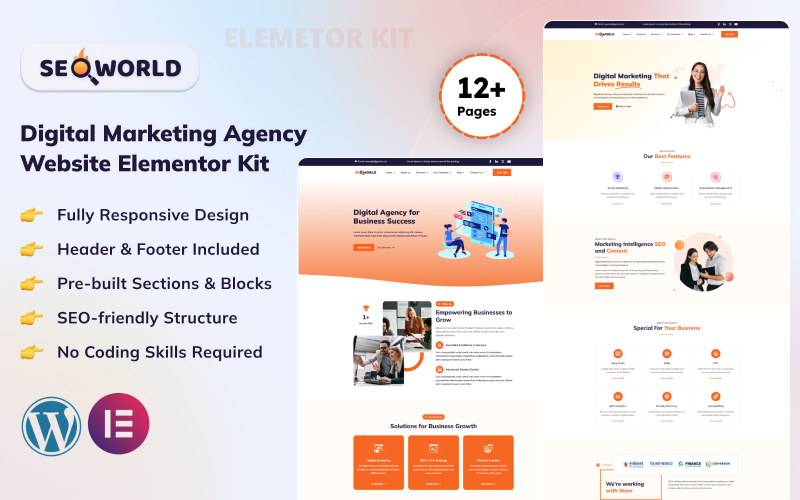 SEO World - Website Elementor Kit voor digitaal marketingbureau