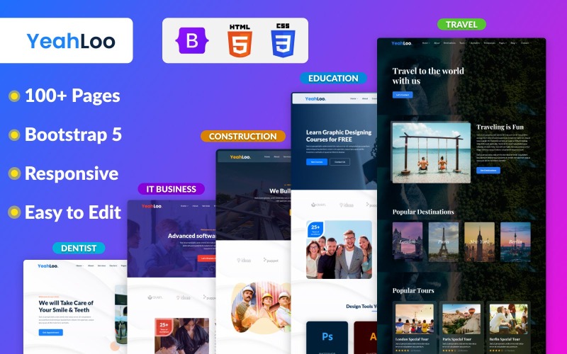 Yeahloo - 响应式多用途 Bootstrap HTML 模板