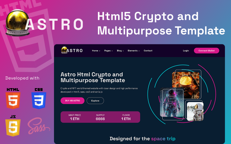 ASTRO Html Crypto NFT e modello di sito Web multiuso