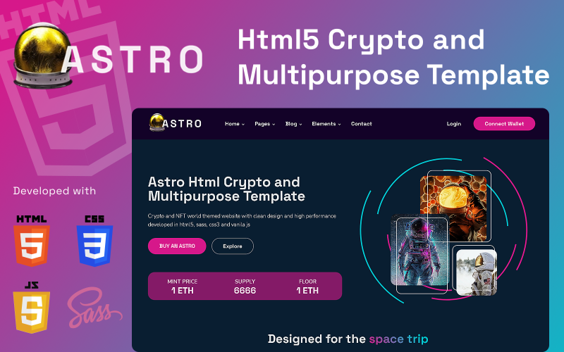 ASTRO Html Crypto NFT et modèle de site Web polyvalent