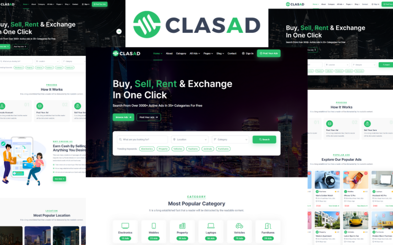 Clasad - Annunci classificati e modello HTML5 di inserzione