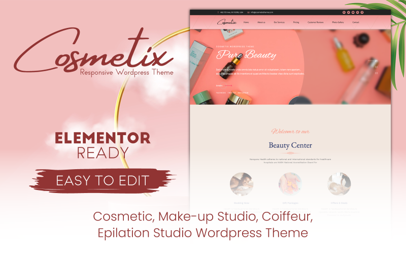 Cosmetix - Cosmetici, studio di trucco, tema Wordpress per parrucchieri da donna