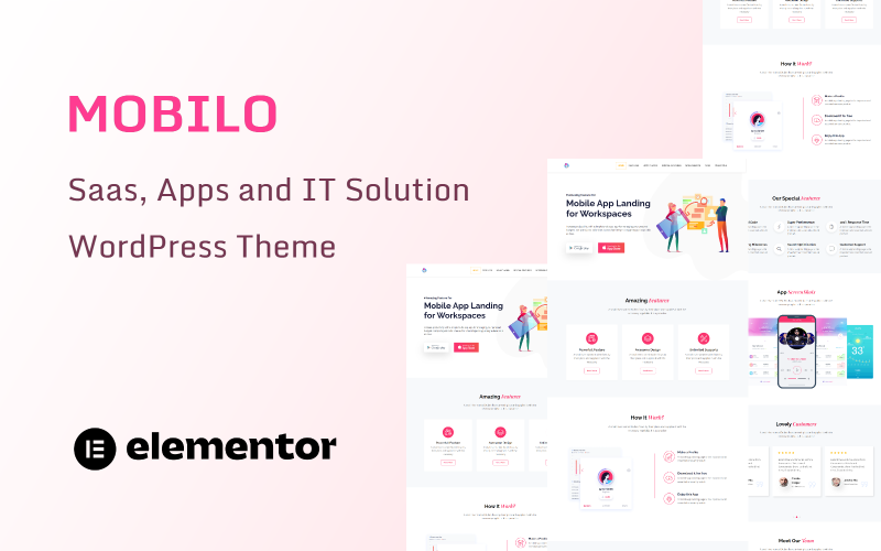 Mobilo - Thème WordPress One Page Saas, Apps landing et solution informatique