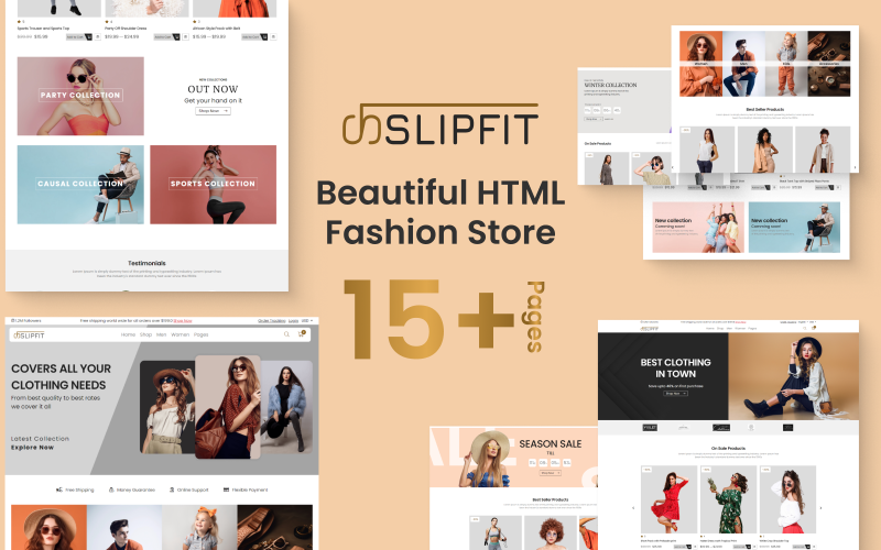 Slipfit – HTML-sjabloon voor premium e-commerce modewinkel | Responsief en aanpasbaar