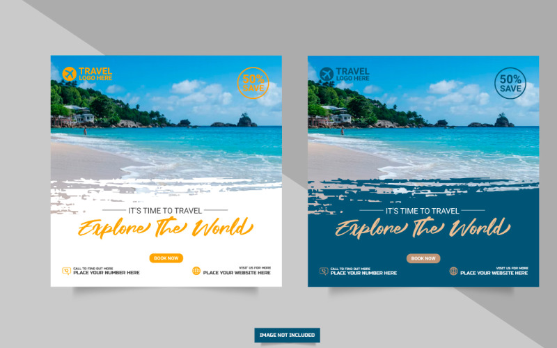 Vector reizen vakantie vakantie sociale media plaatsen webbannerontwerp