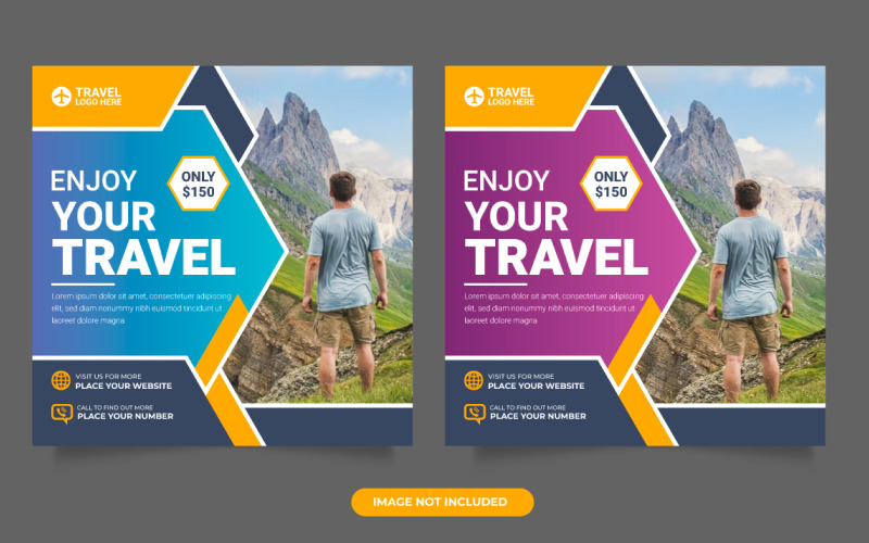 Viajes vacaciones vacaciones publicación en redes sociales concepto de plantilla de agencia de viajes web