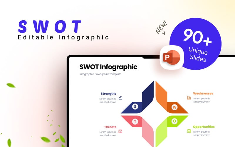 Modèle de présentation infographique d'entreprise SWOT
