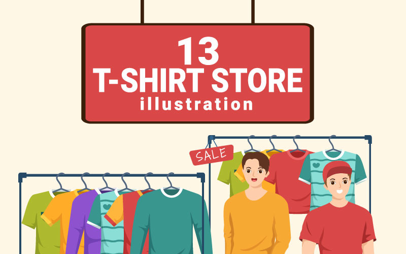 13 Ilustración de la tienda de camisetas