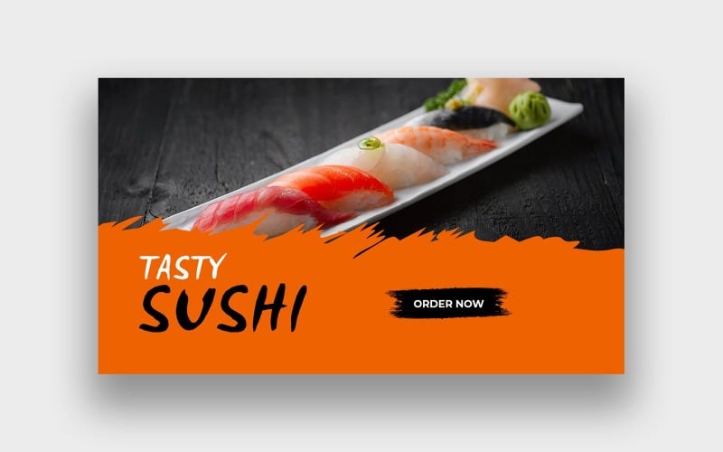 Modèle de miniature de vidéo de sushi alimentaire moderne