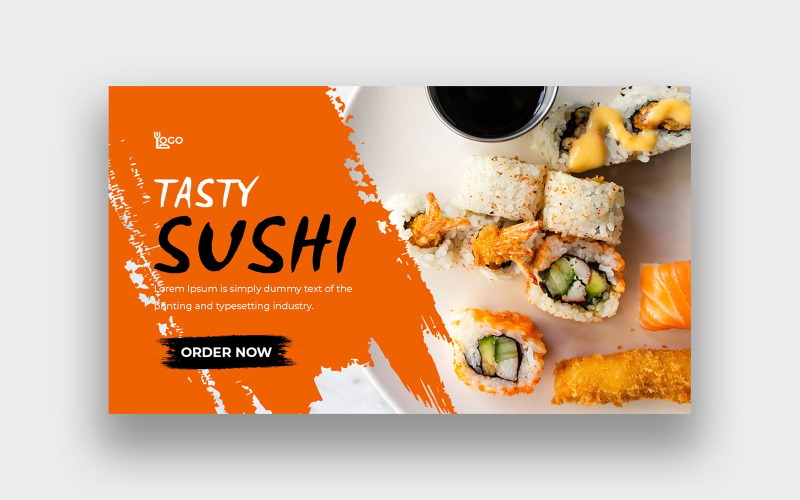 Modello di miniatura di YouTube per sushi di cibo moderno