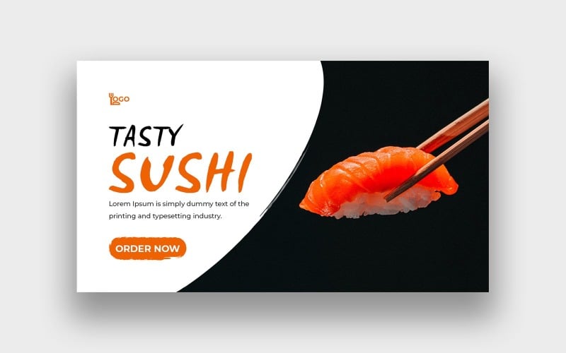 Шаблон миниатюр для YouTube Вкусная еда, суши